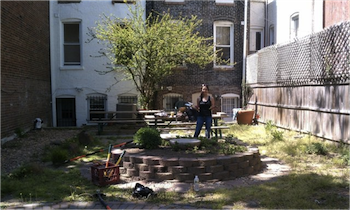 A friend of the author on a volunteer landscaping project in Washington, DC - The Word "Voluntourism" and its Nasty Connotations - Frayed Passport