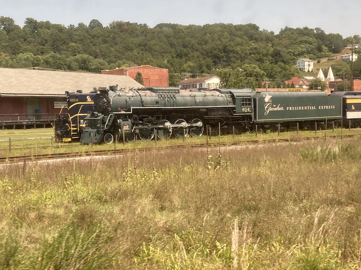 Locomotive Breath: Jethro Tull in Indianapolis view of a green steam locomotive in Virginia - Frayed Passport