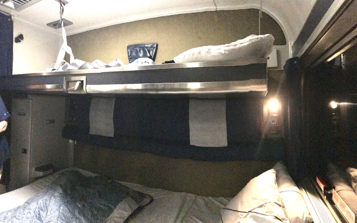 Bedding in the sleeper car on the Amtrak auto train - Frayed Passport