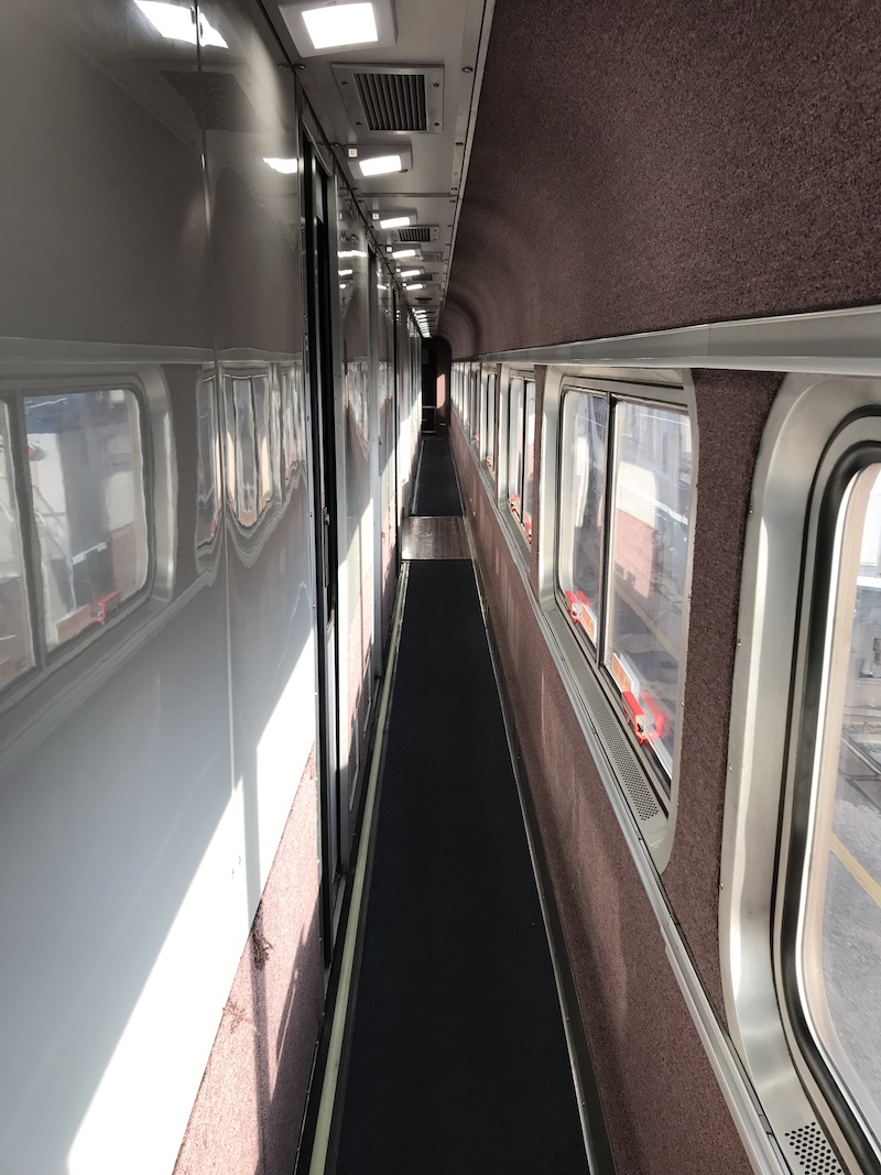 Corridor between rooms in the Amtrak auto train - Frayed Passport