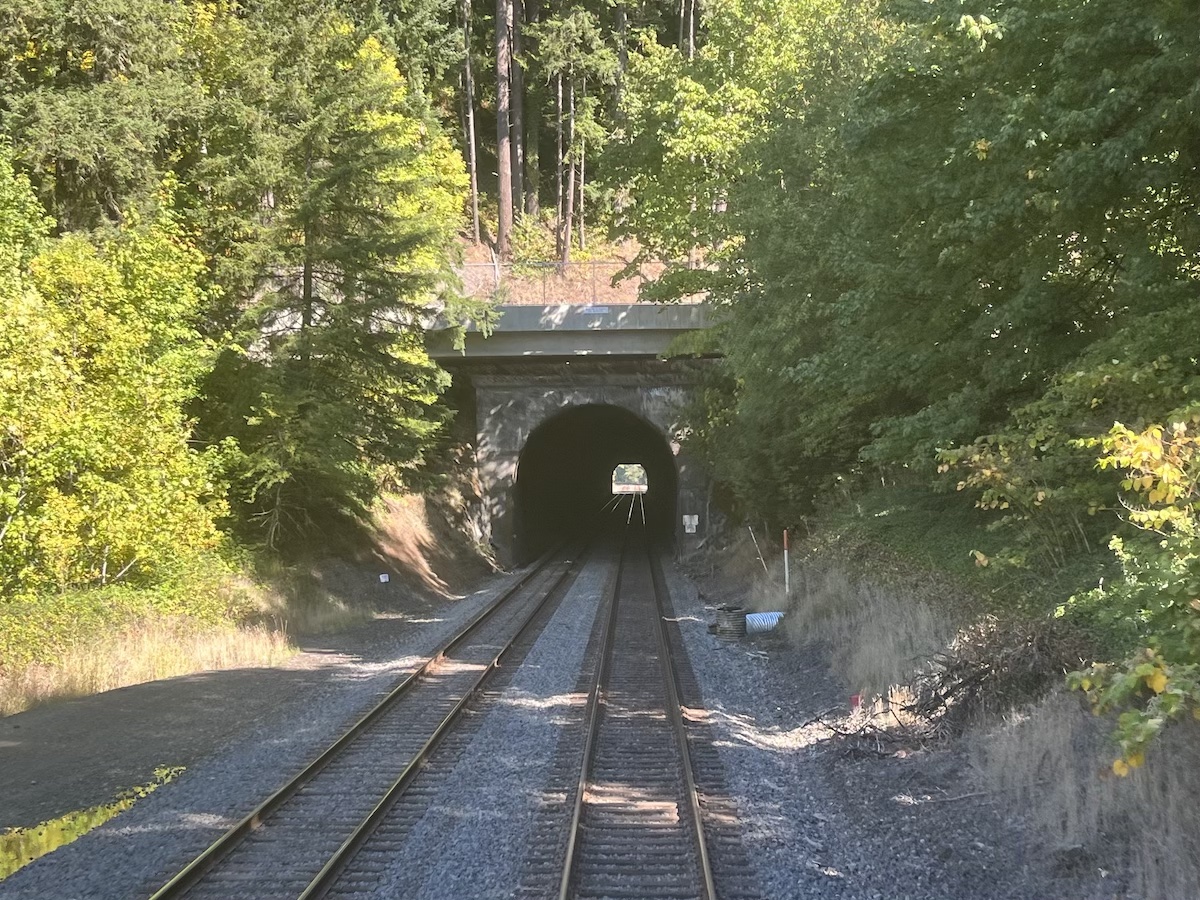 Amtrak Coast Starlight - Seattle to Los Angeles - tunnel in the Pacific Northwest - Frayed Passport