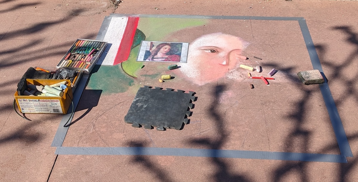 Photos: EPCOT International Festival of the Arts 2024 - Sidewalk Chalk Art in Progress - Frayed Passport