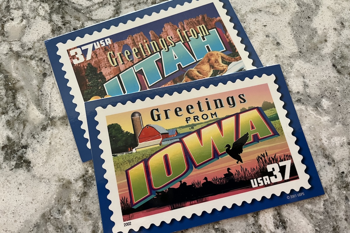 Postcards from the Edge: Collecting Postmarks for Every State - Utah and Iowa Postcards - Frayed Passport