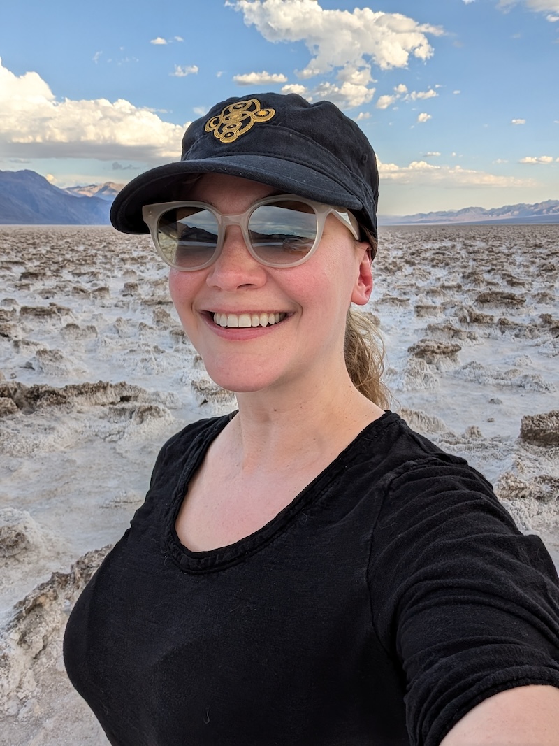 Selfie at Devils Golf Course - Can You Visit Death Valley National Park in the Summer? We Did! - Frayed Passport