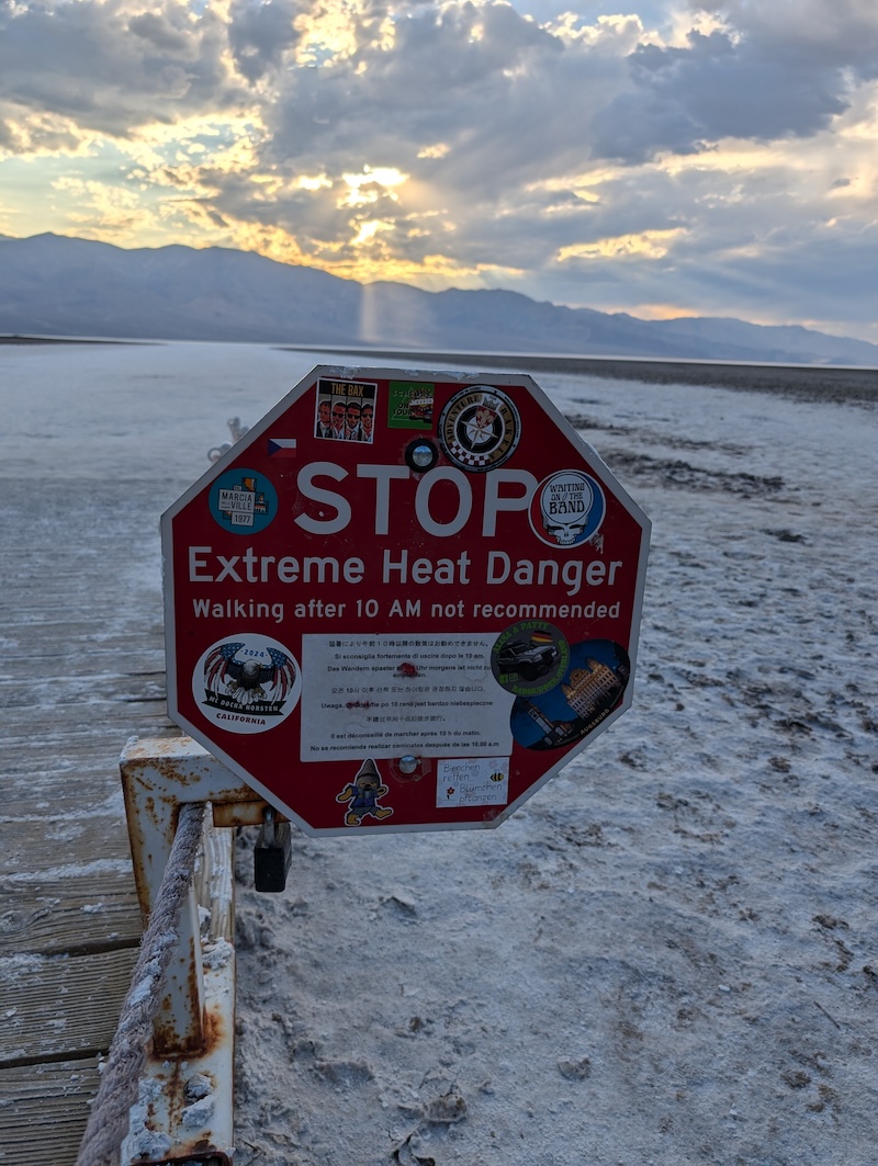 Extreme Heat Warning at Badwater Basin - Can You Visit Death Valley National Park in the Summer? We Did! - Frayed Passport