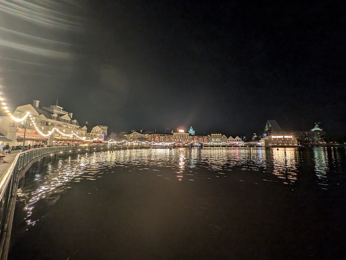 EPCOT Food & Wine Festival 2024: Pickle Milkshakes, Aloe Blacc, and Fireworks - Disney's Boardwalk lit up at night - Frayed Passport