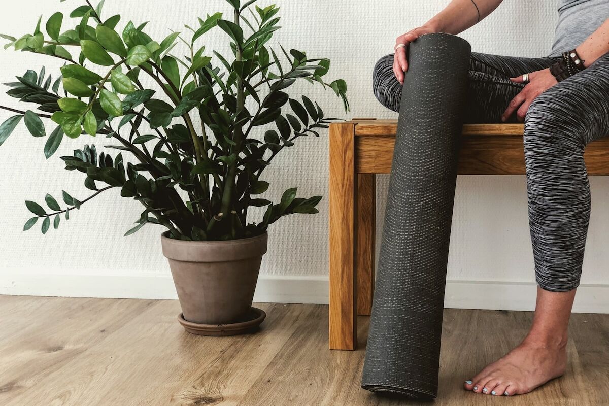 person sitting on gray chair