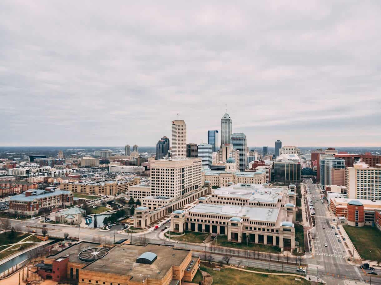 8 U.S. Cities Where $3,000 a Month Goes Further Than You'd Think - Frayed Passport - Indianapolis, IN - aerial view of city buildings during daytime